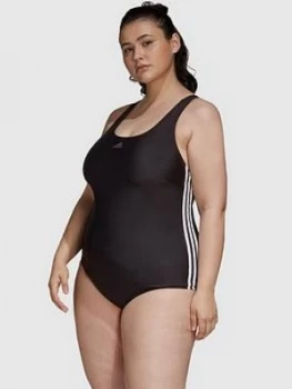 adidas Fit Swimsuit 3-Stripes - Plus Size - Black, Size 3X, Women