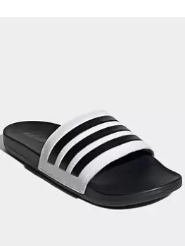 adidas Adilette Comfort Slides, White/Black, Size 9, Men