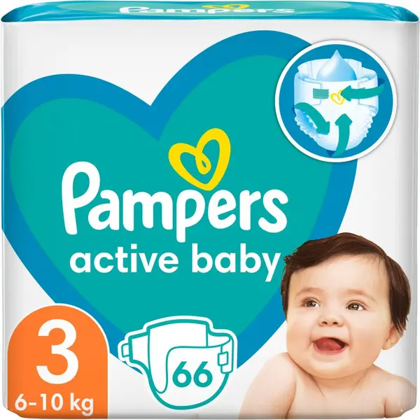 Pampers Active Baby Size 3 66 Nappies