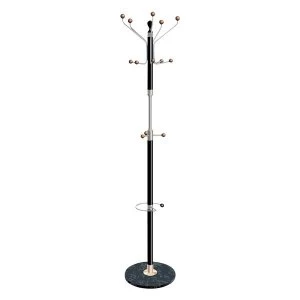 Hat and Coat Stand Chrome Tubular Steel with Umbrella Holder 8 Pegs 5 Hooks