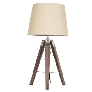 Clipper Light Wood Tripod Table Lamp with Beige Aspen Shade
