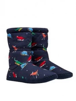 Joules Boys Dino Padabout Slipper Socks - Navy, Size S