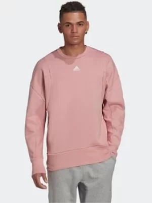 adidas Studio Lounge Fleece Sweatshirt, Pink Size XL Men