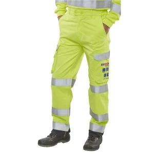 Click Arc High Visibility 46" Waist with Tall Leg Safety Trousers Saturn YellowNavy