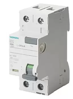 Siemens, 16A Instantaneous RCD, Trip Sensitivity 10mA, Type A, DIN Rail