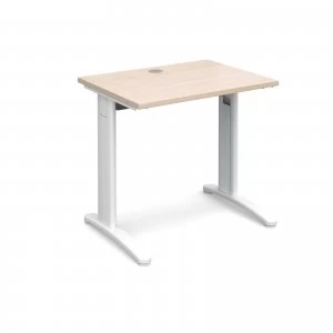 TR10 Straight Desk 800mm x 600mm - White Frame maple Top