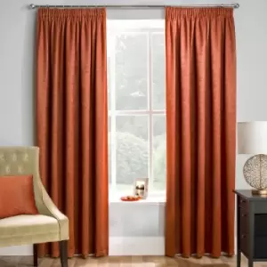 Enhancedliving - Enhanced Living Matrix Embossed Textured Thermal Blockout Pencil Pleat Curtains, Orange, 66 x 72 Inch