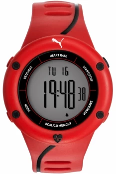 Mens Puma PU91136 CARDIAC 01 - red Black Alarm Chronograph Watch PU911361003
