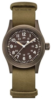 Hamilton Khaki Field Mechanical Brown Dial Leather Watch
