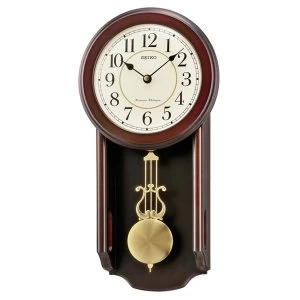Seiko Westminster/Whittington Dual Chime Wall Clock with Pendulum - Dark Wood