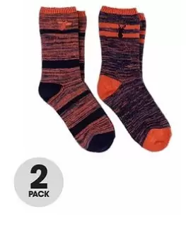 TOTES 2 Pack Boys Embroidered Socks - Multi, Size 7-10 Years