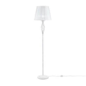 Grace Floor Lamp White with Gold & Crystal, 1 Light, E14