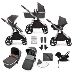 ickle bubba Eclipse Travel System with Galaxy Car Seat and Isofix Base - Chrome / Graphite Grey / Tan