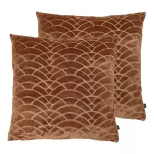 Ashley Wilde Dinaric Polyester Filled Cushions Twin Pack Viscose Terracotta/Sunset