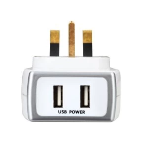 Masterplug Dual USB Charger with Surge Protection - White