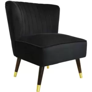 ACCENT - Velvet Low Statement Occasional Chair with Wood Legs - Black