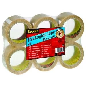 Scotch Packaging Tape Heavy 50mmx66m Clear Pack of 6 PVC5066F6 T