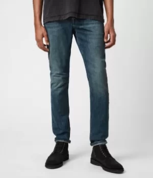 AllSaints Mens Cotton Traditional Rex Slim Jeans, Blue, Size: 28