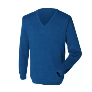 Henbury Mens 12 Gauge Fine Knit V-Neck Jumper / Sweatshirt (XS) (Royal)