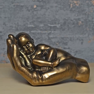 A Little Handful Bronze Effect Baby Sculpture 14cm