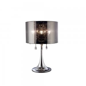 Table Lamp with Chrome Shade 3 Light Polished Chrome, Crystal