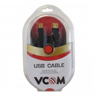 VCOM USB 2.0 A (M) to USB 2.0 B (M) 3m Black Retail Packaged Printer/Scanner Data Cable