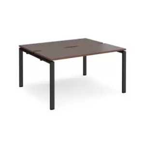 Bench Desk 2 Person Starter Rectangular Desks 1400mm With Sliding Tops Walnut Tops With Black Frames 1200mm Depth Adapt