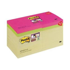 Post it Super Sticky Notes Canary Yellow 76 x 76mm 90 sheet Pack of 18