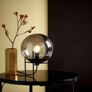 Alton Indoor Living Dining Bedroom Glass Table Lamp in Black (Diam) 20cm