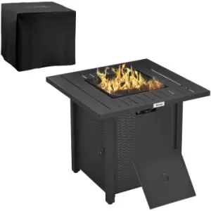 50,000 btu Gas Firepit Table with Protective Cover, Spark Guard - Black - Outsunny