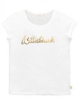 Billieblush Girls Short Sleeve Metallic Logo T-Shirt - White