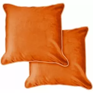 Emma Barclay Chelsea Velvet Soft Touch Piped Cushion Cover, Terracotta, 43 x 43 Cm
