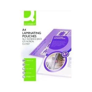 Q-Connect A4 Sticky-Backed Laminating Pouches 250 Micron Pack of 25