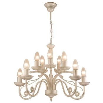 Lamkur Lighting - Donato Chandeliers With Fabric Shades, White, 10x E14