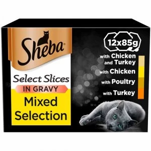 Sheba Select Slices Poultry in Gravy Cat Food Trays 12 x 85g