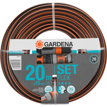 Gardena Comfort FLEX Hose Pipe Set 1/2" / 12.5mm 20m Grey & Orange
