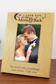 Personalised 4 x 6 Moon and Back Photo Frame - Natural