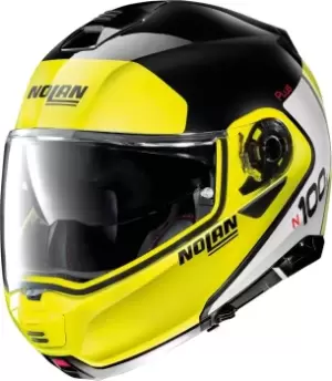 Nolan N100-5 Plus Destinctive N-Com Helmet, black-white-yellow Size M black-white-yellow, Size M