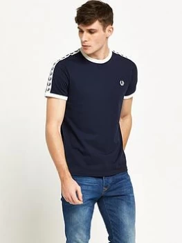Fred Perry Sports Authentic Taped Ringer T-Shirt - Carbon Blue, Carbon Blue, Size XL, Men