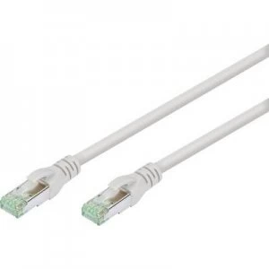 Digitus RJ45 Network cable, patch cable CAT 8.1 S/FTP 3m Grey Flame-retardant, Metal foild shield, Braided shield, Shielded, Halogen-free, Twin shield
