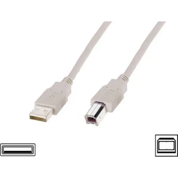 Digitus USB cable USB 2.0 USB-A plug, USB-B plug 3m Beige AK-300102-030-E AK-300102-030-E