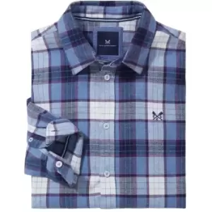 Crew Clothing Mens Brushed Cotton Marl Flannel Check Shirt Blue/Purple XXL