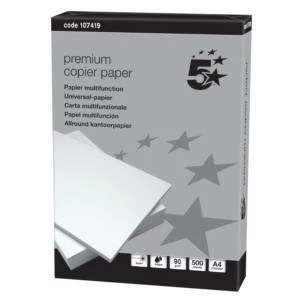 5 Star A4 Premium Copier Paper High White 5 Packs of 500 Sheets