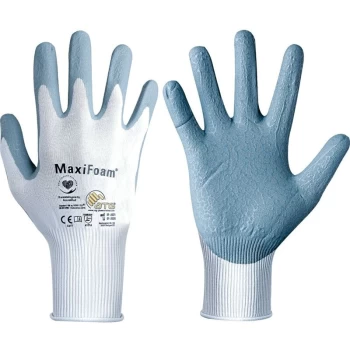 34-800 Maxifoam Palm-side Coated White/Grey Gloves - Size 10 - ATG