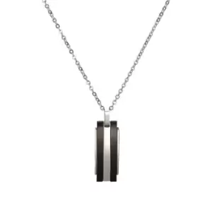 Unique Stainless Steel Striped Necklace with Black Plating