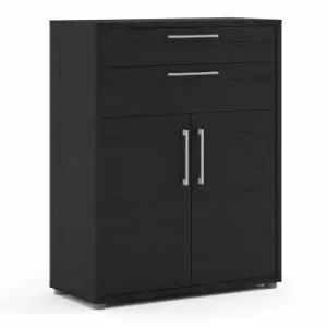 Prima Bookcase with 2 Shelves and 2 Drawers, black