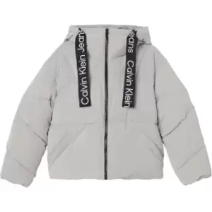 Calvin Klein Jeans Long Drawcords Soft Touch Puffer - Grey