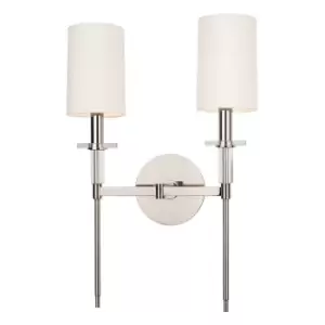 Amherst 2 Light Wall Sconce Polished Nickel, Faux Silk