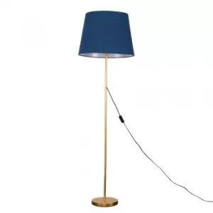 Charlie Gold Floor Lamp with XL Navy Blue Aspen Shade