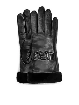 UGG Classic Leather Logo Glove - Black, Size S, Women